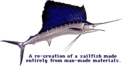 A sailfish made entirely from man-made materials.